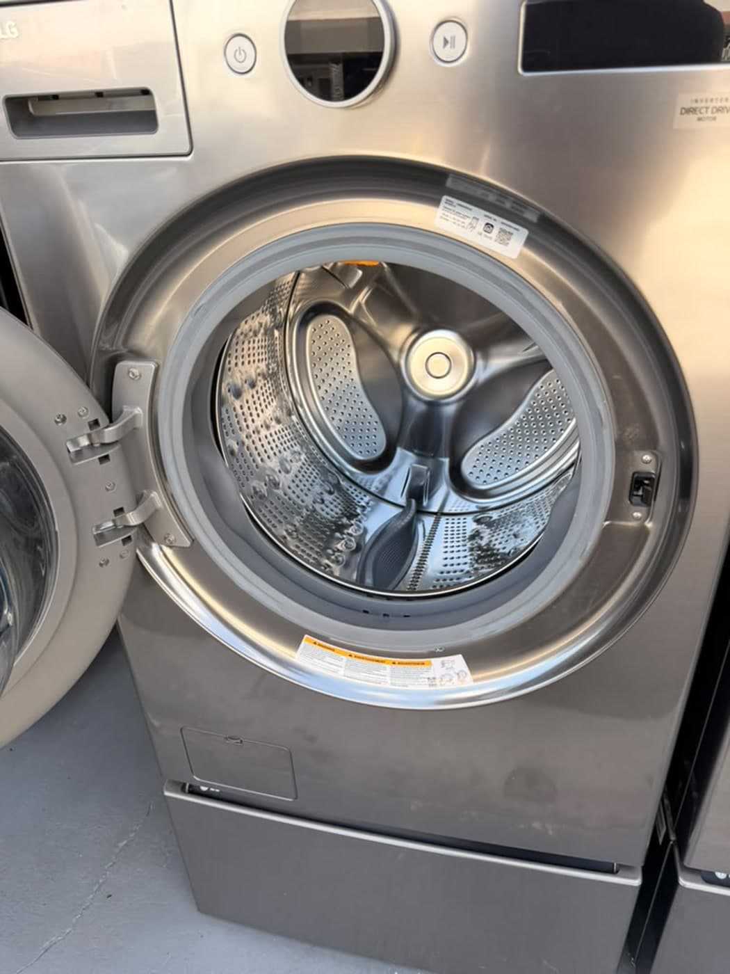 Actual lg 27-inch washer and dryer set photographed in Oakland Park — actual dryer · interior