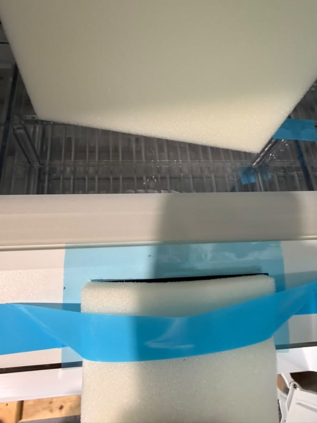 Actual sub-zero 36-inch refrigerator column photographed in Oakland Park — actual unit · interior protective packaging detail